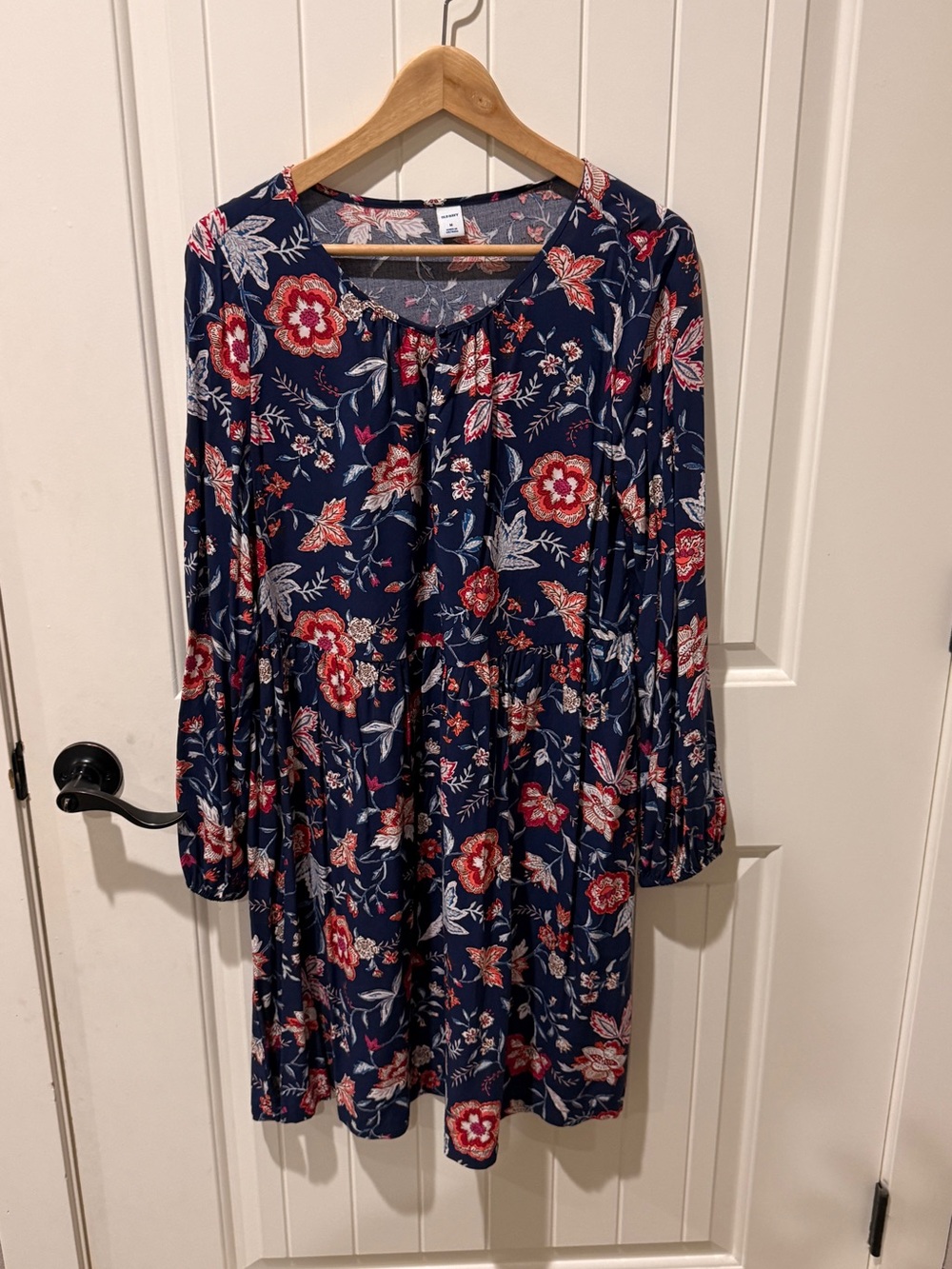 Old Navy Navy Floral Mini Dress with Red and White Blooms